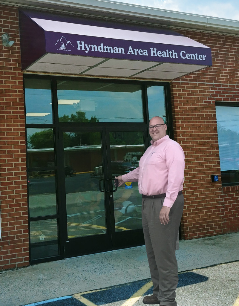 Hyndman Area Health Center, CEO George Barton, welcomes new patrons to the Bedford Center. Over the past 12 months the Center has added 1,800 new patients.