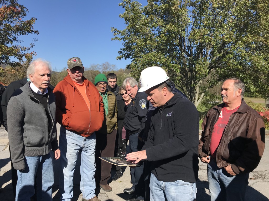 Green Leaf Building Tour: Saxton Mayor Alan Smith, left, and a group of Community Leaders join Phil Goldberg for a tour of the Green Leaf facility currently undergoing a $13 million renovation to house the new medical cannabis grower-processor facility.